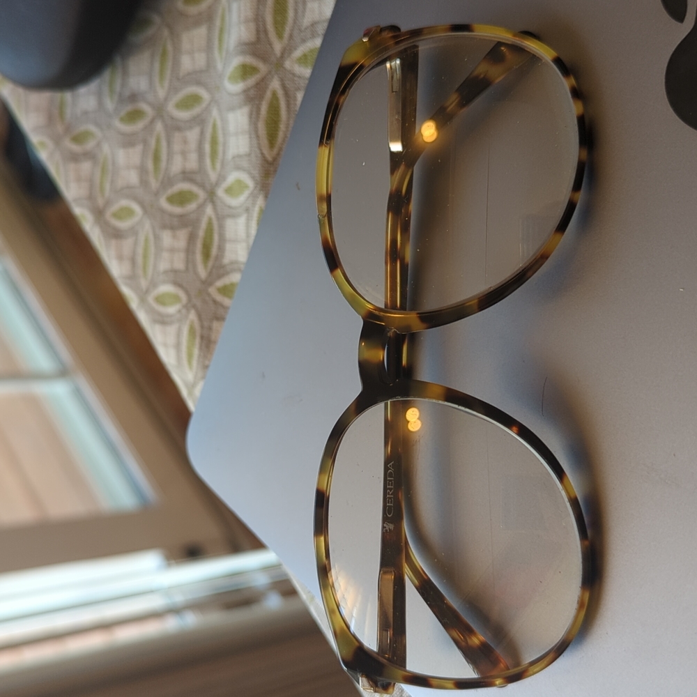 Vintage Cereda tortoise shell glasses frames. Brown yellow black.